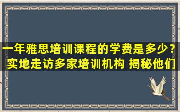 一年雅思培训课程的学费是多少？实地走访多家培训机构 揭秘他们的价格！